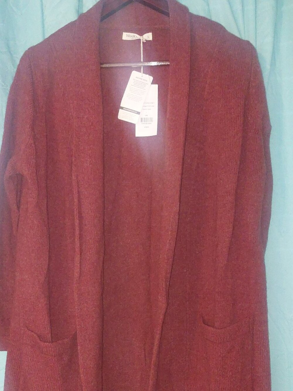 WoolOvers Pure Lambswool Cardigan Brandy Apple Size Large